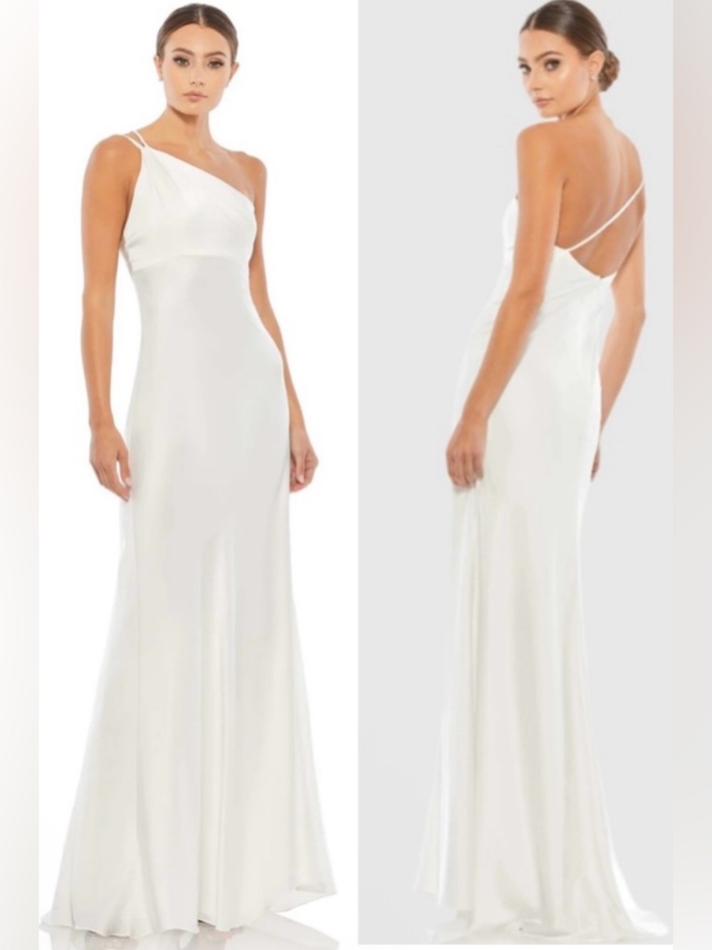 Mac Duggal 55385 One-Shoulder White Bridal Gown Prom Formal. Sz 2. NWT. Callout